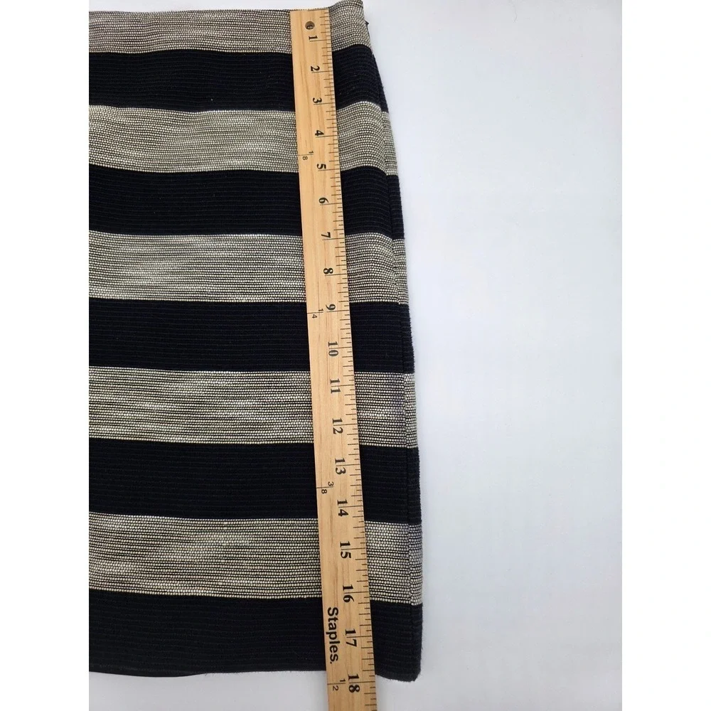 Striped Mini Skirt Women 0 Navy Blue Gold Excellent Textured‎ Lined Zip